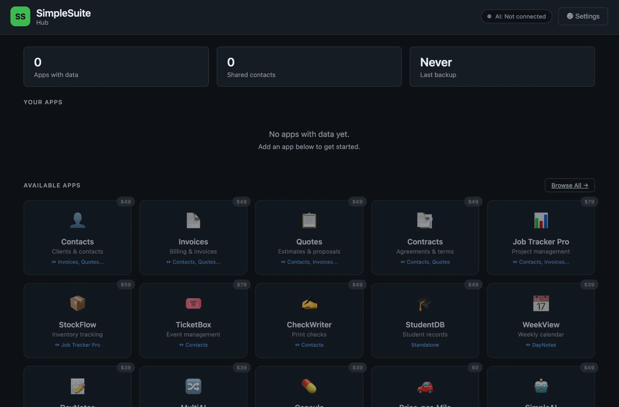SimpleSuite Hub screenshot