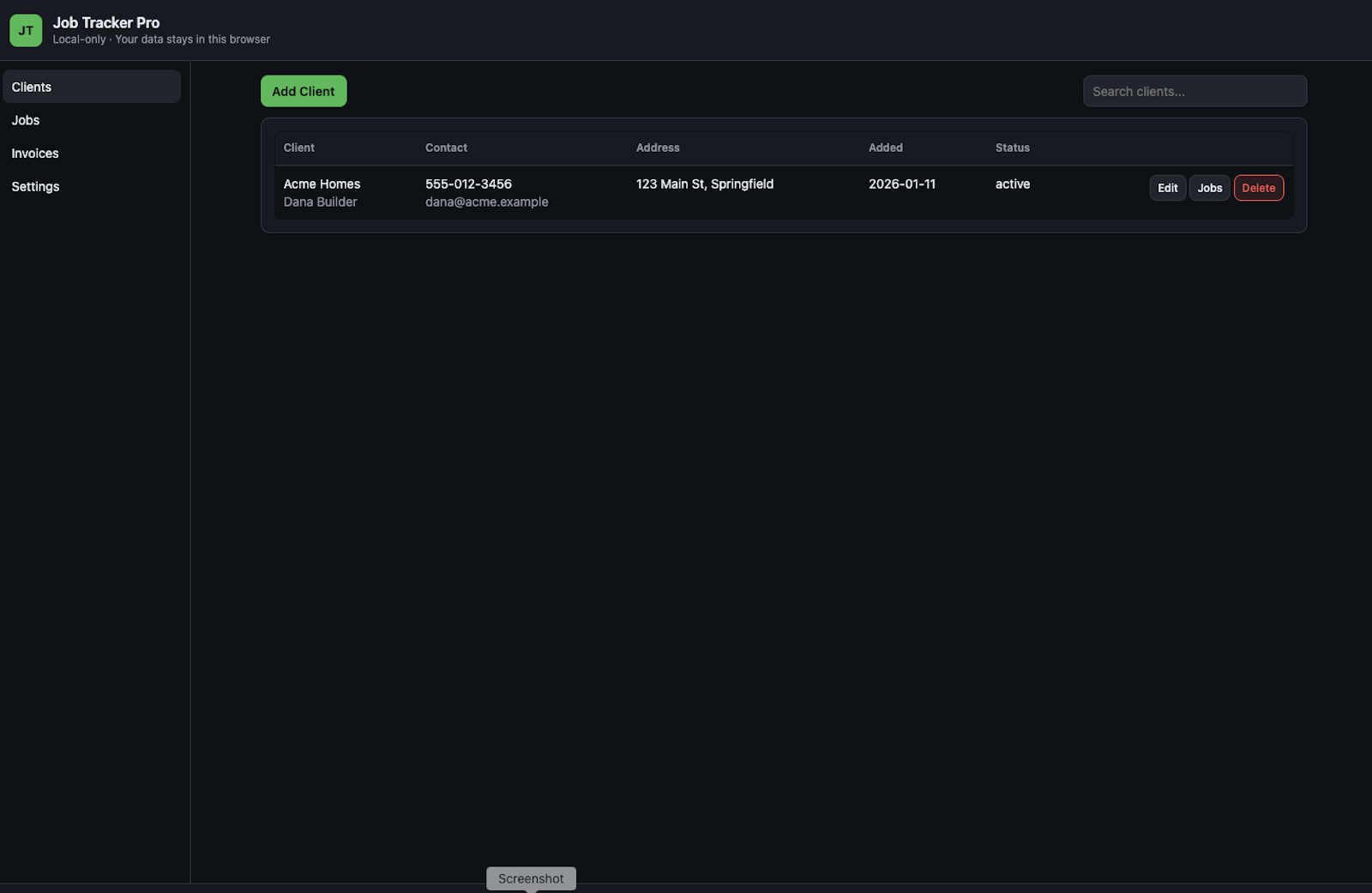 Job Tracker screenshot